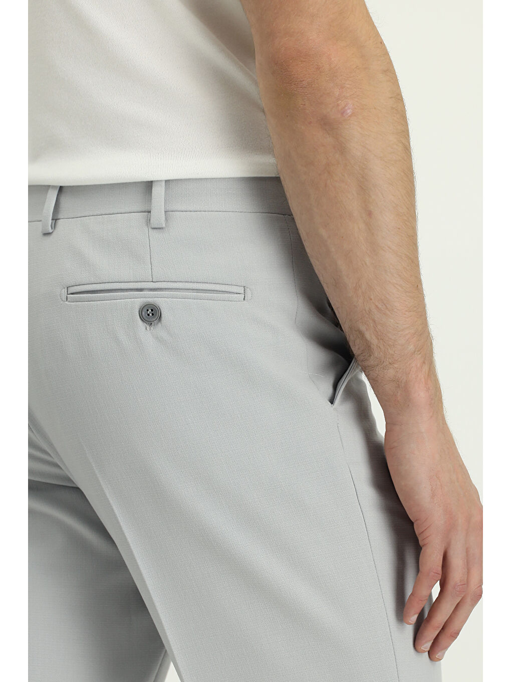 Bej Düz Klasik Pantolon-5