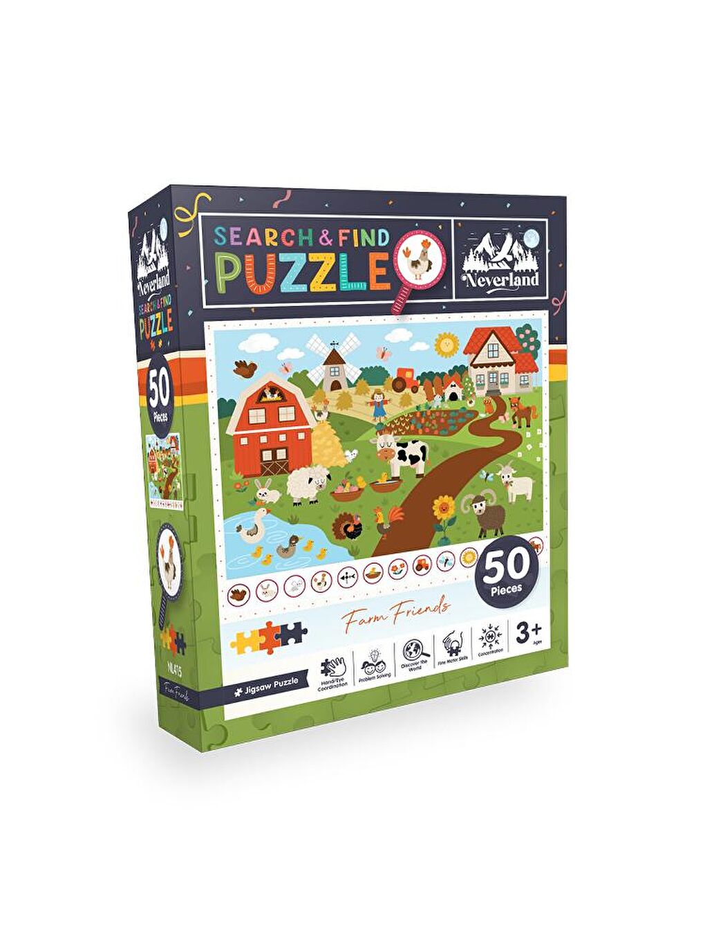 Neverland 50 Pieces Search and Find Puzzle - Farm Friends (Çiftlik Arkadaşları)