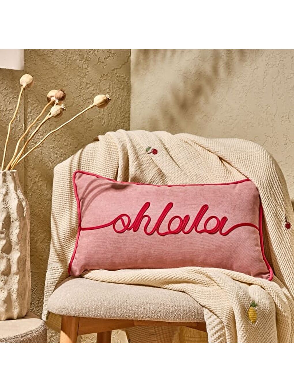 Pembe Soft Ohlala Kırlent - Gülkurusu - 30x50 cm