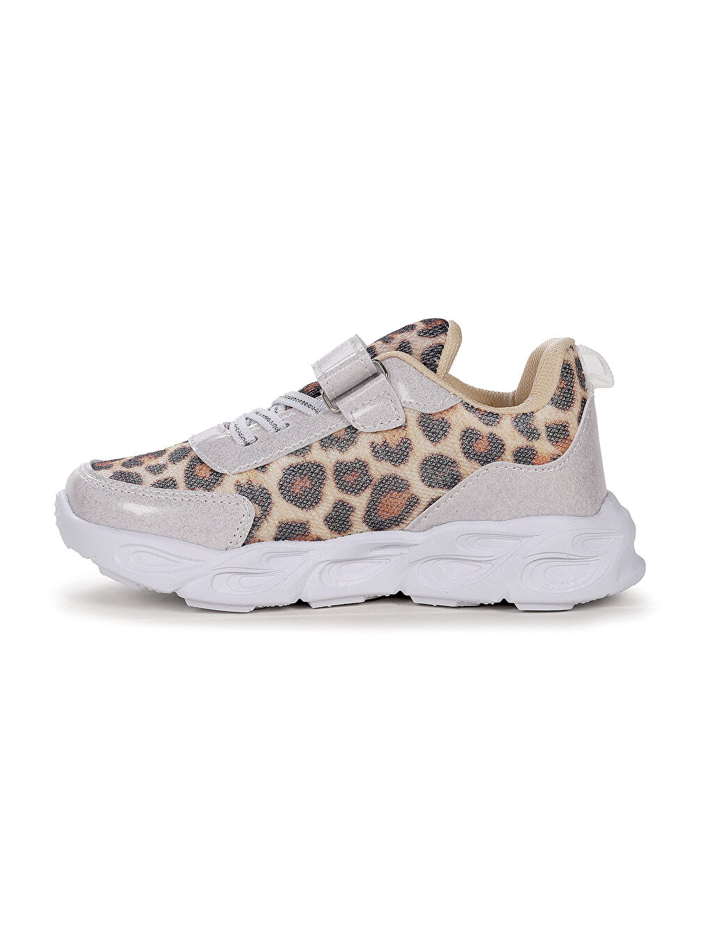 Beyaz Teno Cırtlı Işıklı Leopar Kız Çocuk Spor Ayakkabı-3