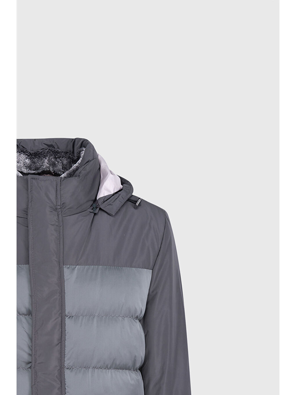 Erkek Antrasit Standart Fit Normal Kesim Dik Yaka Soğuk Geçirmeyen Kaban-10