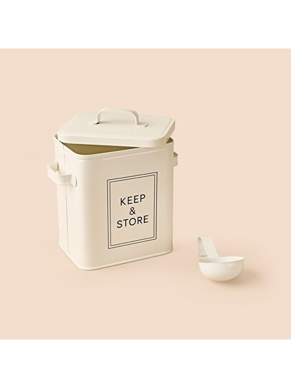 Ekru Bath Kapaklı Deterjan Kutusu - Krem - 18 cm-2