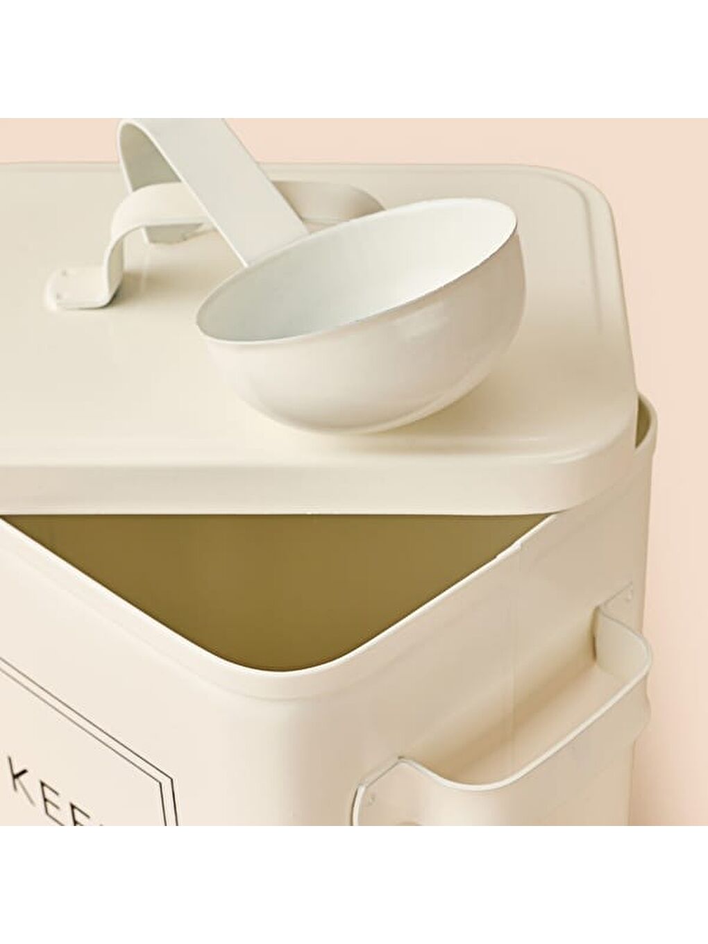 Ekru Bath Kapaklı Deterjan Kutusu - Krem - 18 cm-3