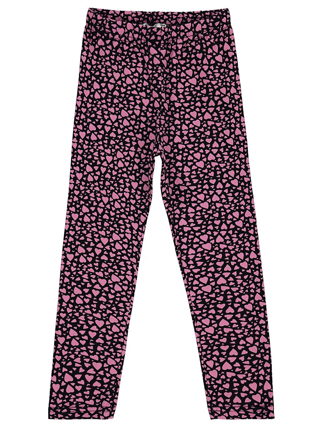 Pembe Girls Kalp Desenli 6-9 Yaş Tayt - Siyah