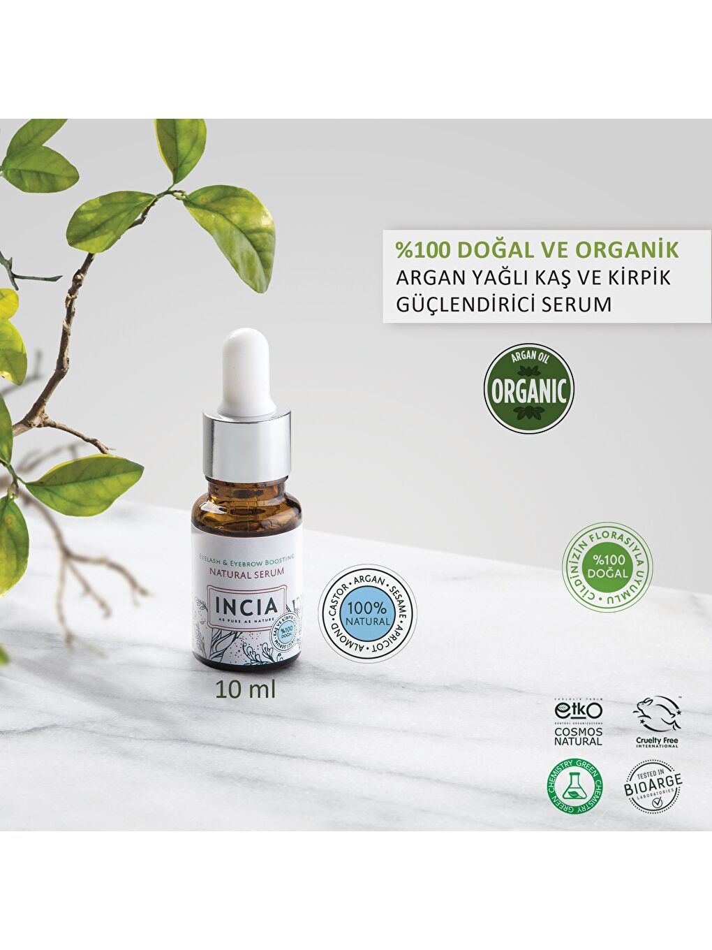 %100 Doğal Kaş ve Kirpik Güçlendirici Serum Bitkisel Yoğunlaştırıcı Yoğun Bakım Yağı Vegan 10 ml-1