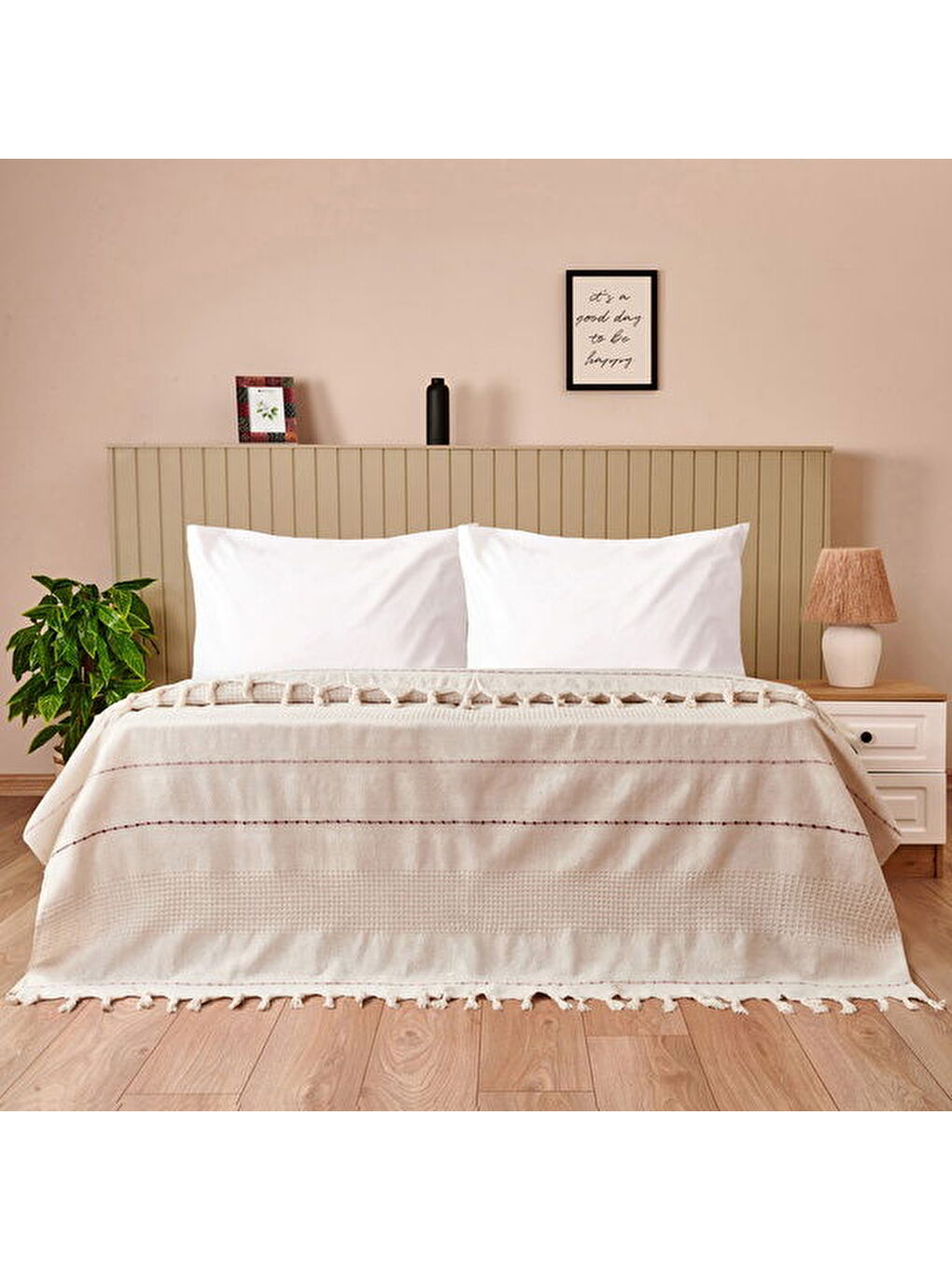 Ekru Soft Solvia Çift Kişilik Yatak Örtüsü - Krem - 200x230 cm