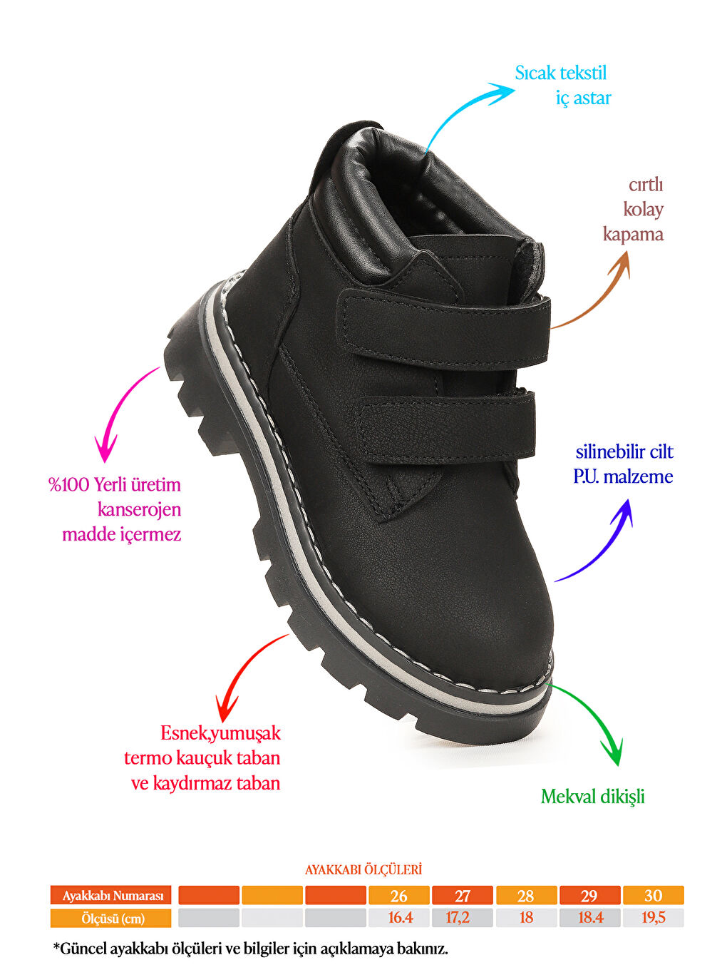 Siyah Azka Cırtlı Kız Çocuk Bot Ayakkabı-1