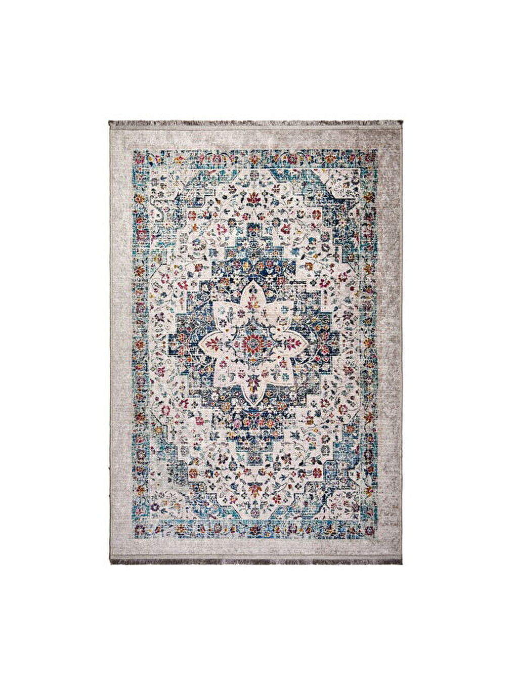 Soft Vintage Desenli Halı - Gri - 120x180 cm-1