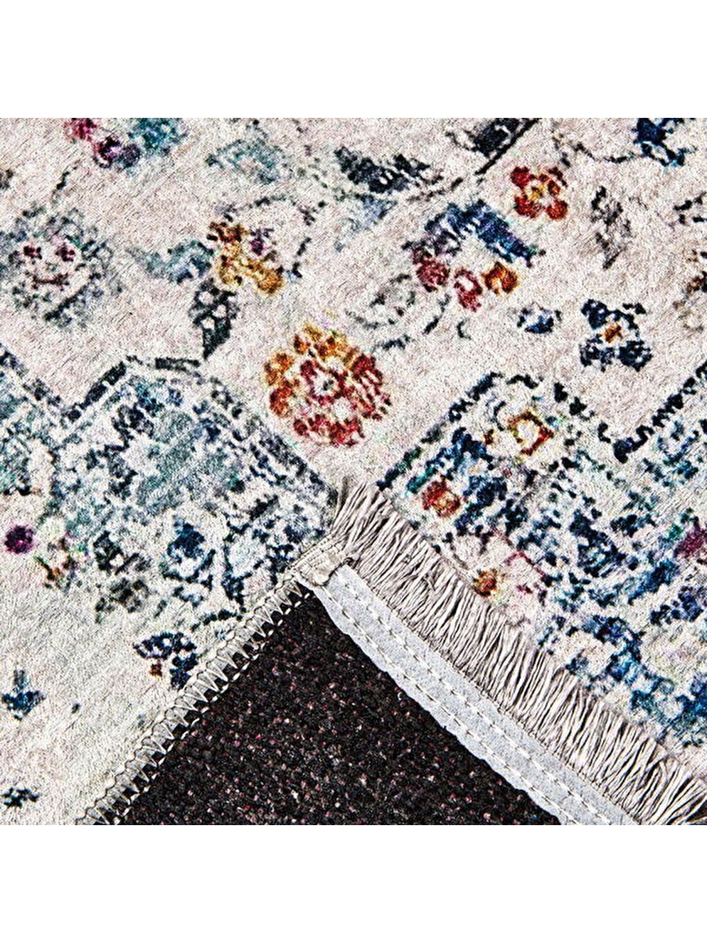 Soft Vintage Desenli Halı - Gri - 120x180 cm-3