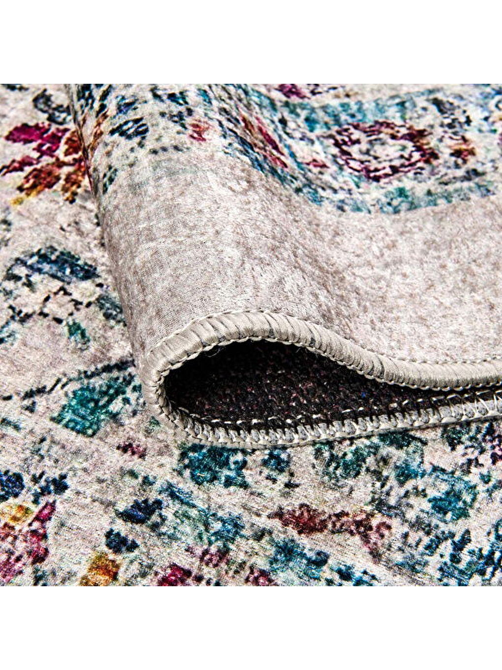 Soft Vintage Desenli Halı - Gri - 120x180 cm-4