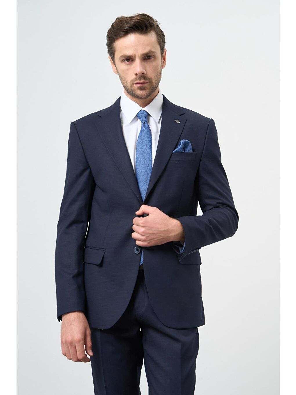 Lacivert Armürlü 6 Drop Slim Fit Classic Takım Elbise 1001245175