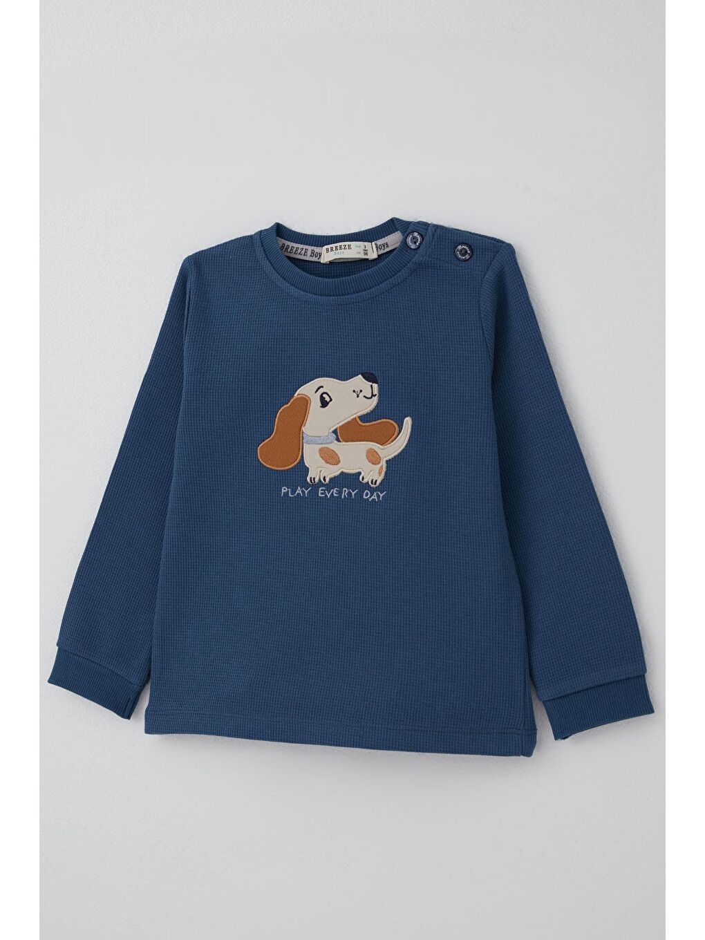 Erkek Bebek Eşofman Takımı Sevimli Köpekçik Nakışlı İndigo (9 Ay-3 Yaş)-6