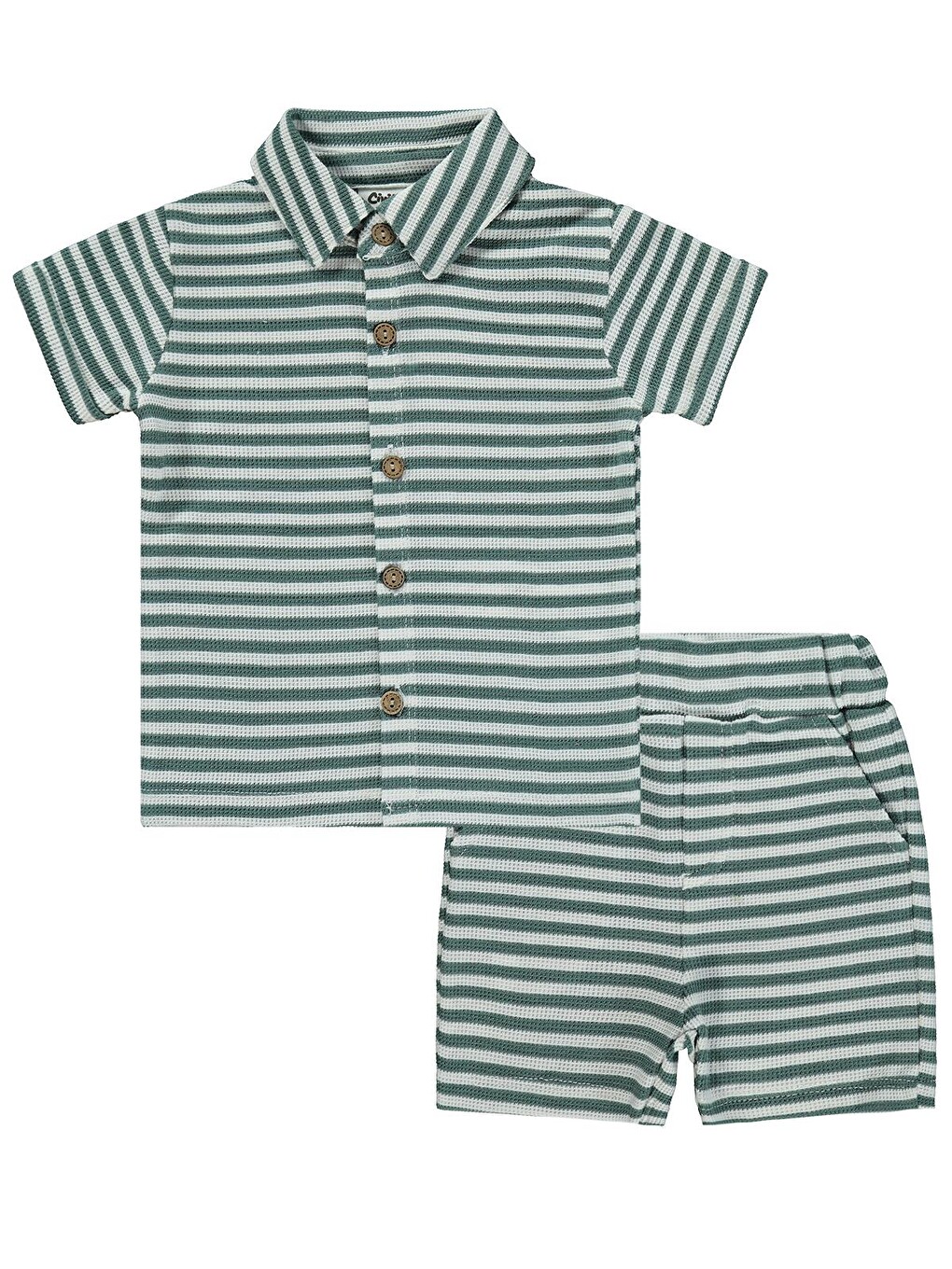 Baby Çizgili 6-18 Ay Takım - Yeşil-3
