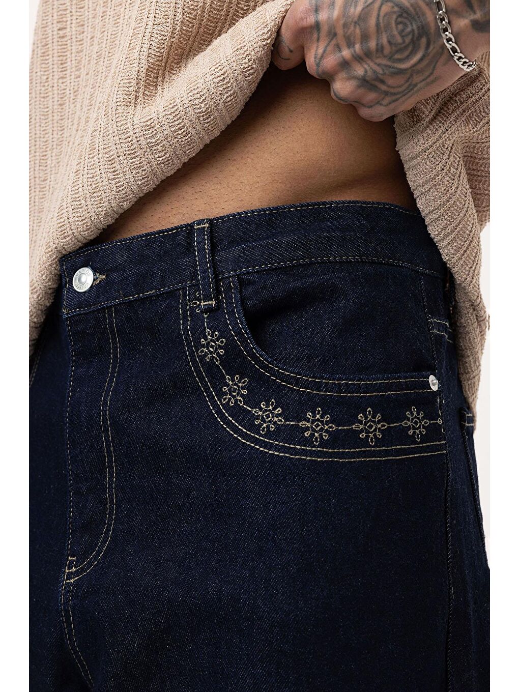 Relaxed Fıt Jean Koyu Mavi-4