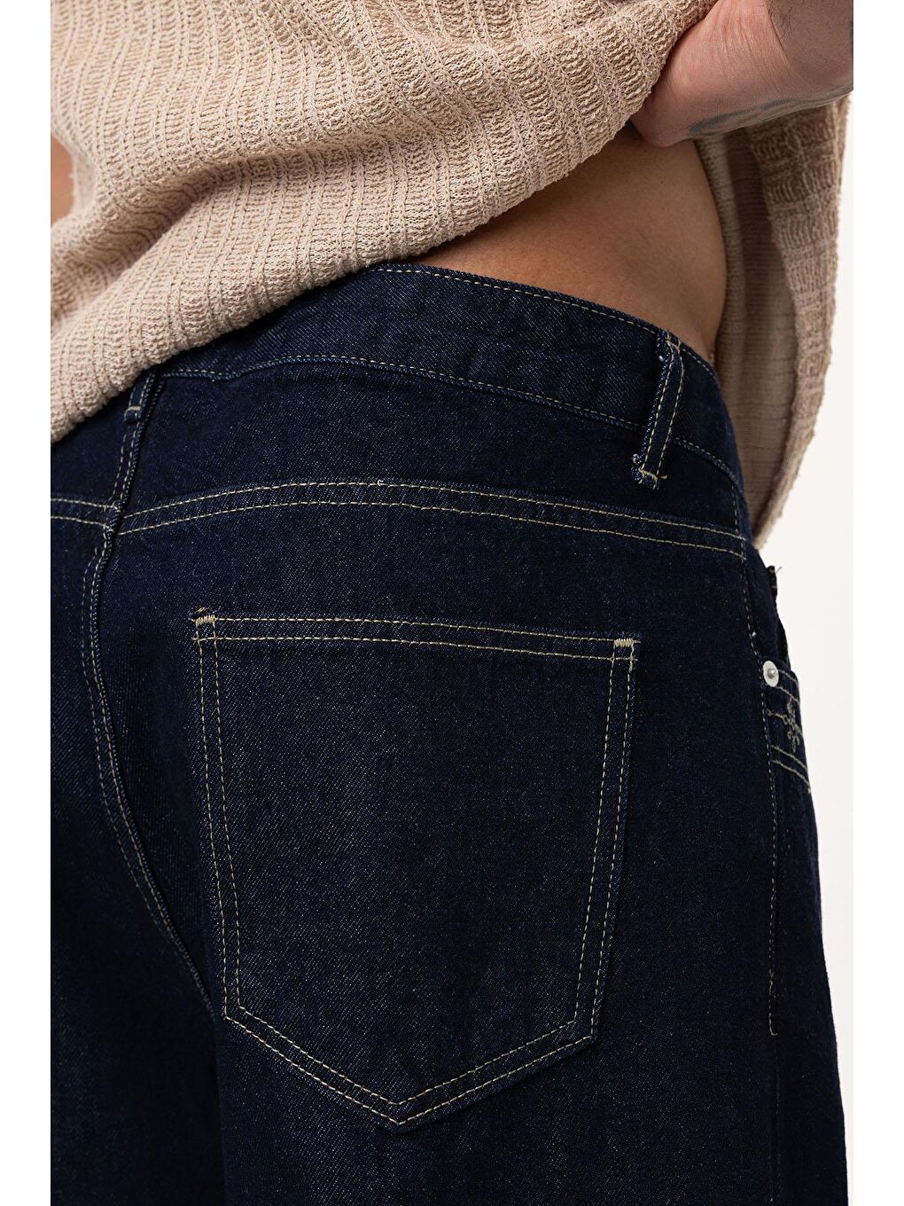 Relaxed Fıt Jean Koyu Mavi-5