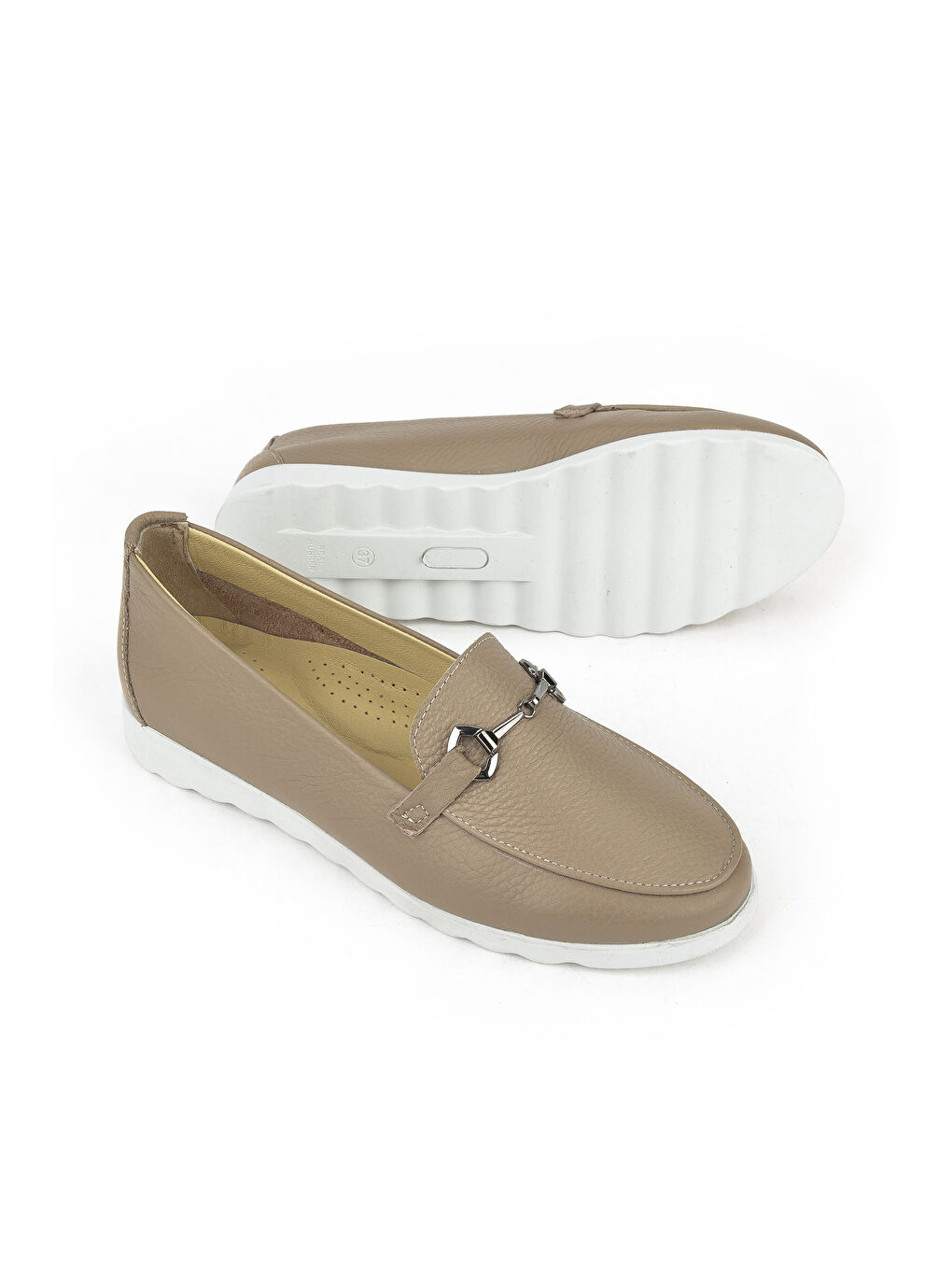 Bej Kadın Hakiki Deri Günlük Ayakkabı 1411022Z2072 Vizon-1