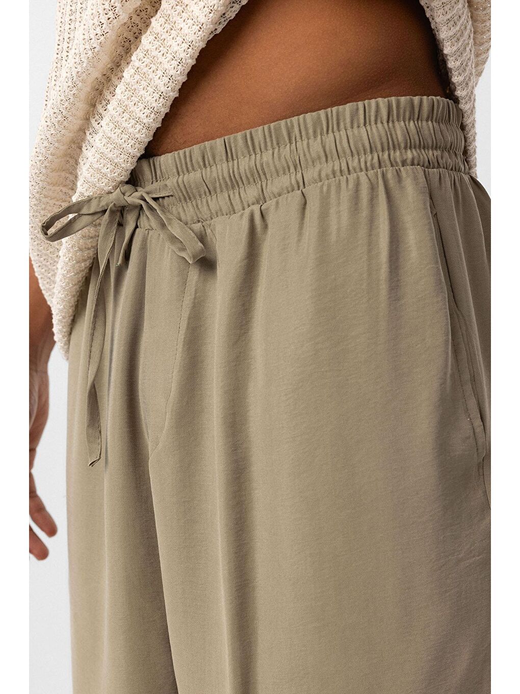 Baggy Fit Modal Kumaş Erkek Pantolon Haki-5