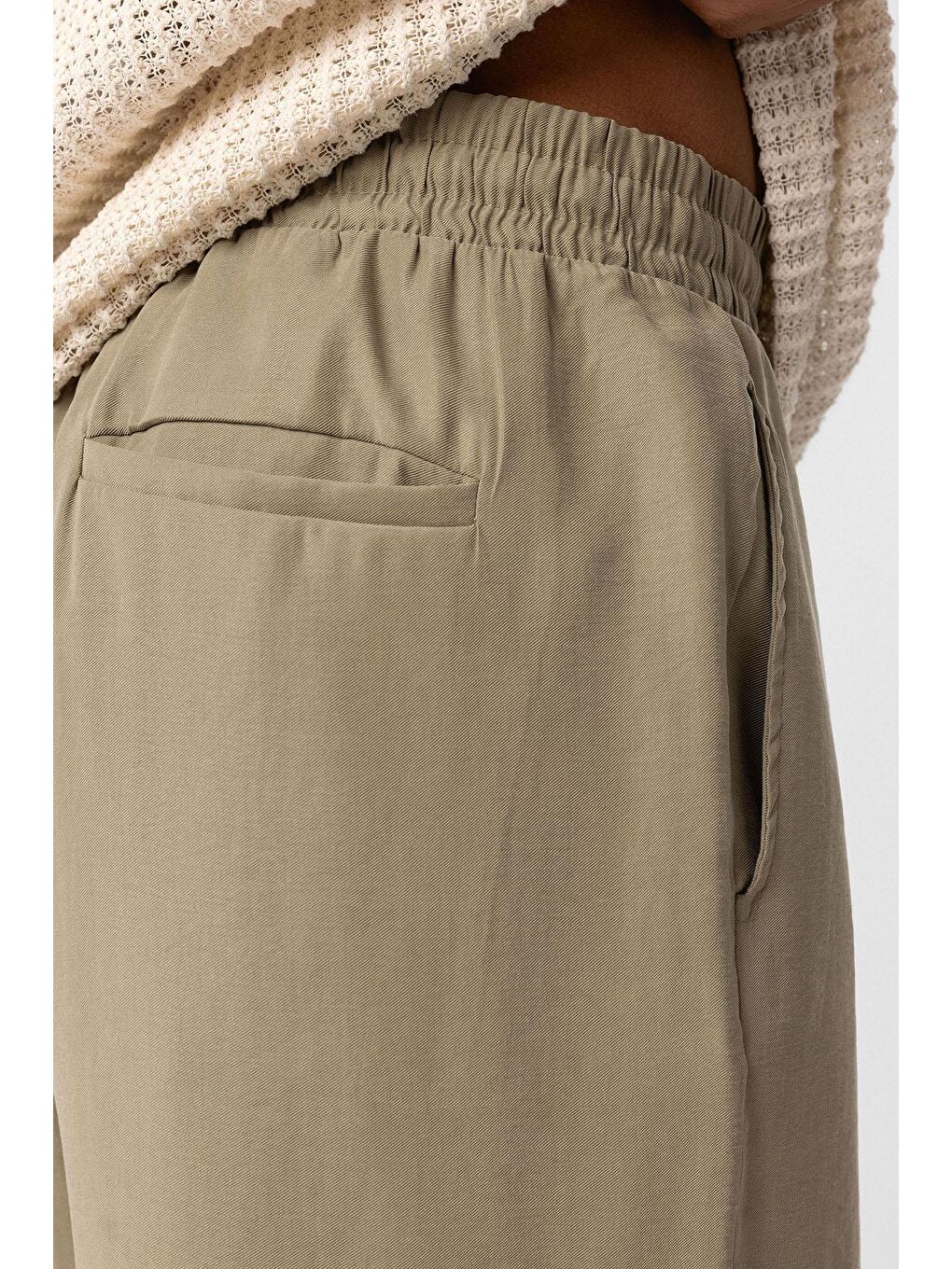 Baggy Fit Modal Kumaş Erkek Pantolon Haki-6