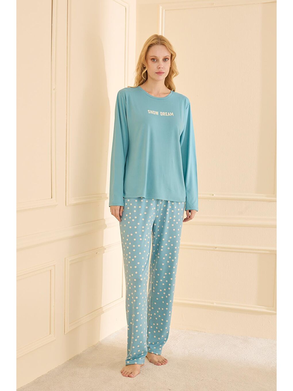 Kadın Milan Genç Bisiklet Yaka Pijama Takımı | Turkuaz 50902-2353