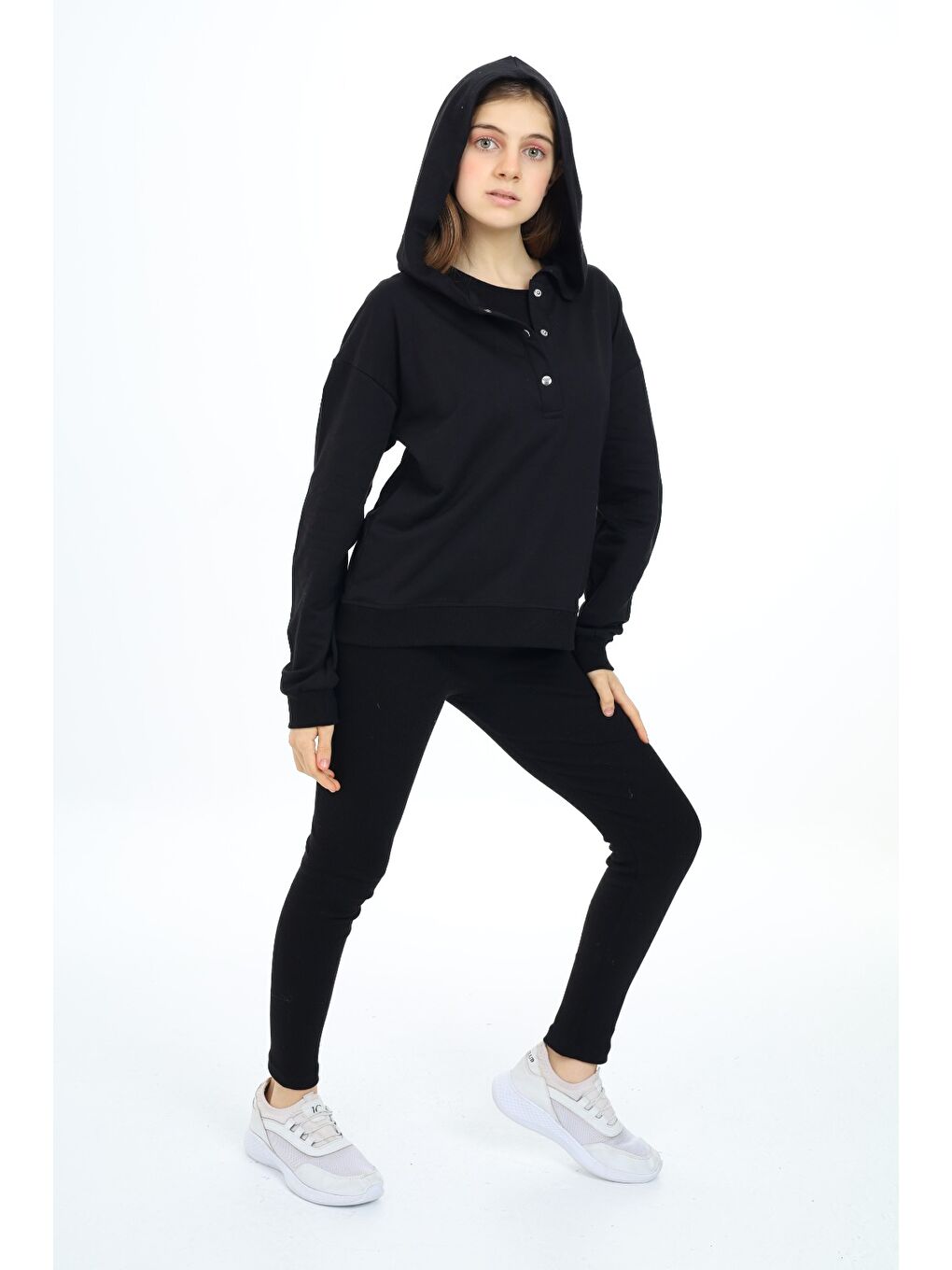 Siyah Kız Çocuk Üçlü Taytlı Takım