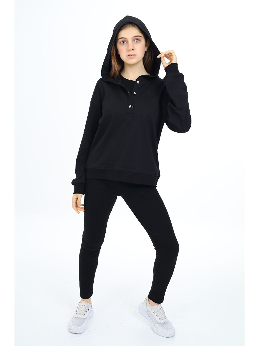 Siyah Kız Çocuk Üçlü Taytlı Takım-1