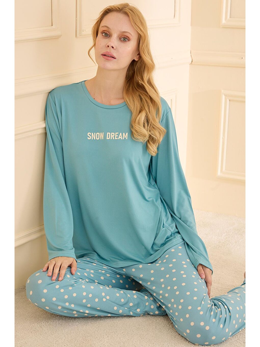 Kadın Milan Genç Bisiklet Yaka Pijama Takımı | Turkuaz 50902-2353-1