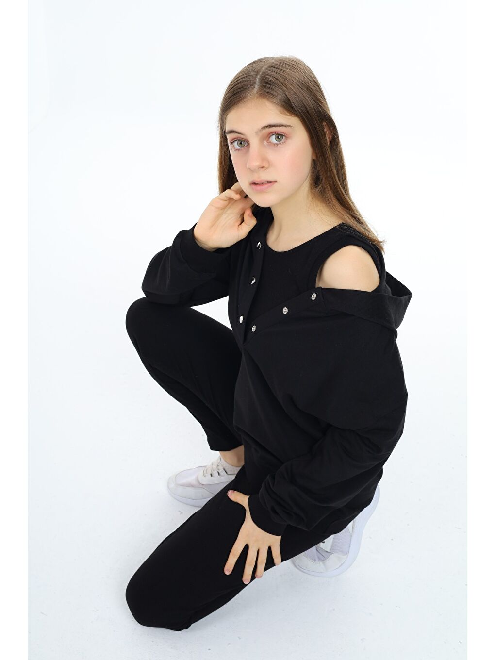 Siyah Kız Çocuk Üçlü Taytlı Takım-2