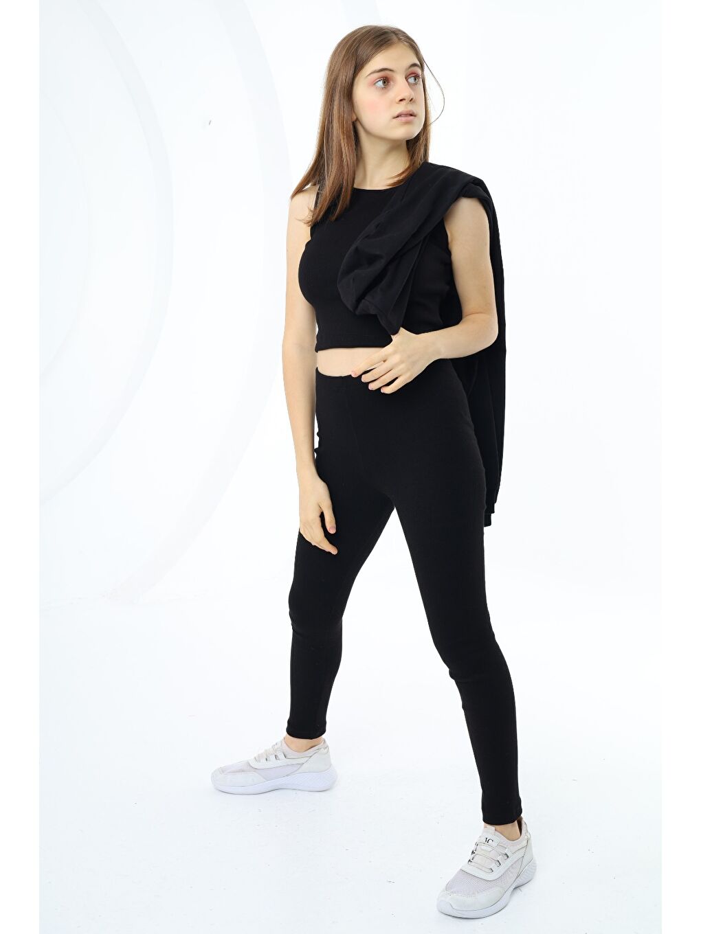 Siyah Kız Çocuk Üçlü Taytlı Takım-3