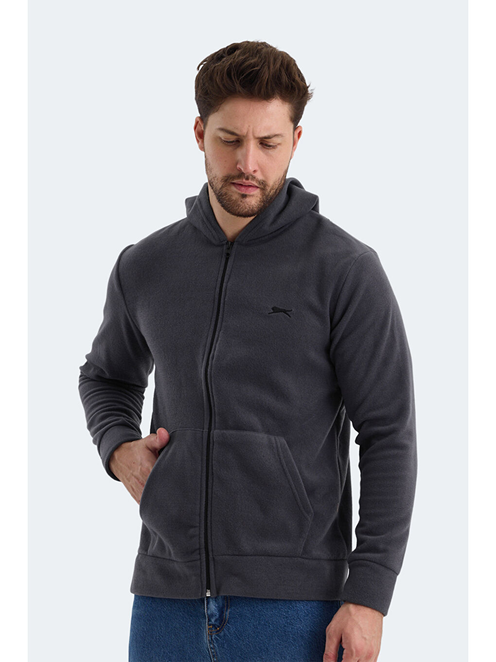 SAMSON Erkek Fermuarlı Sweatshirt Koyu Gri-5