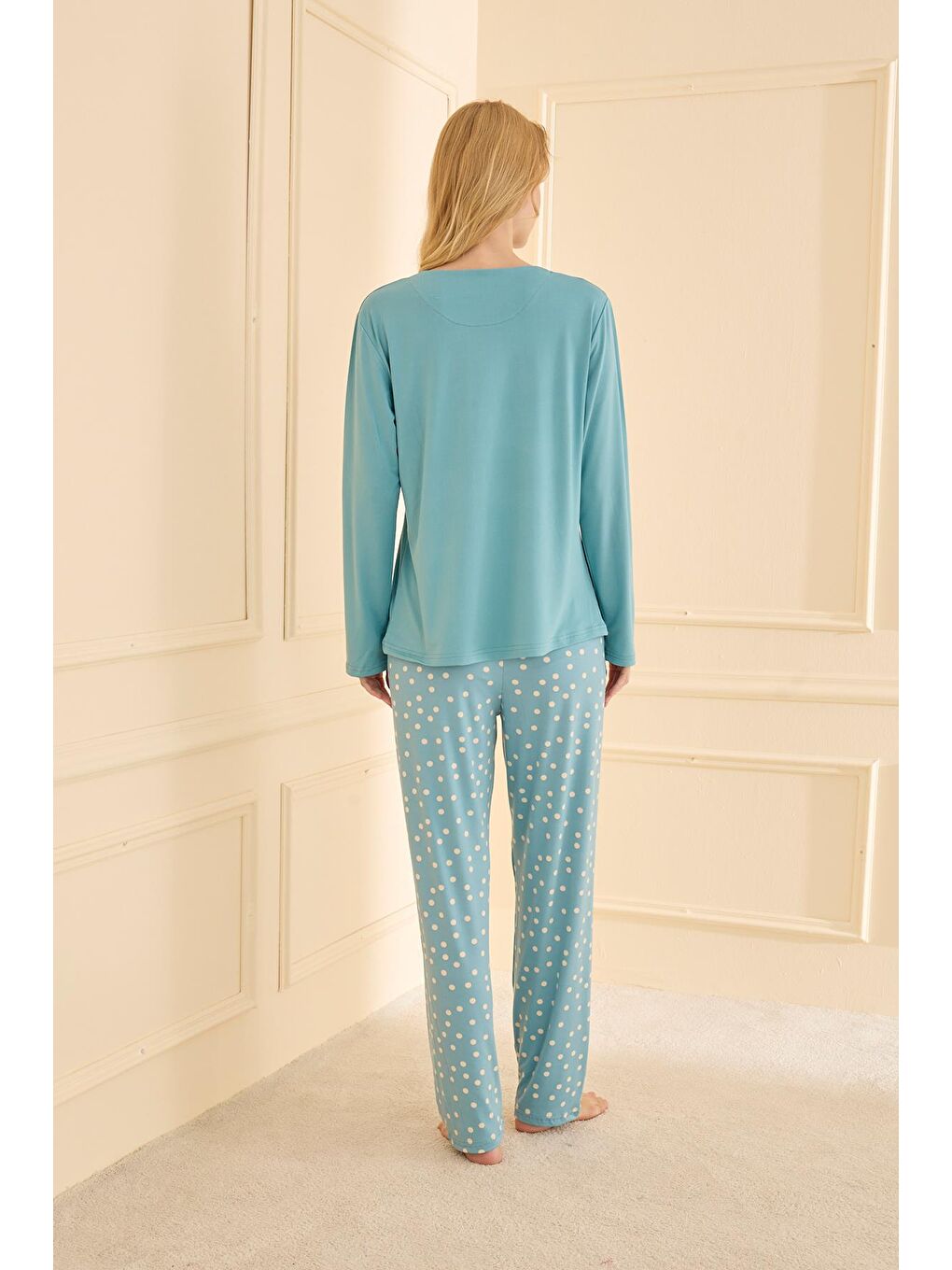 Kadın Milan Genç Bisiklet Yaka Pijama Takımı | Turkuaz 50902-2353-3