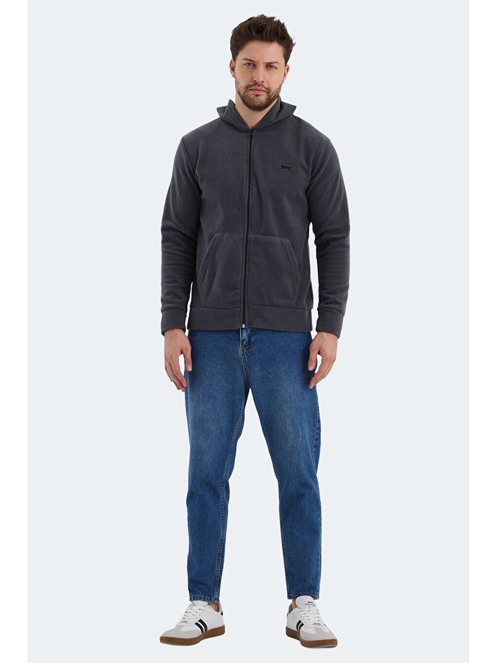 SAMSON Erkek Fermuarlı Sweatshirt Koyu Gri-6