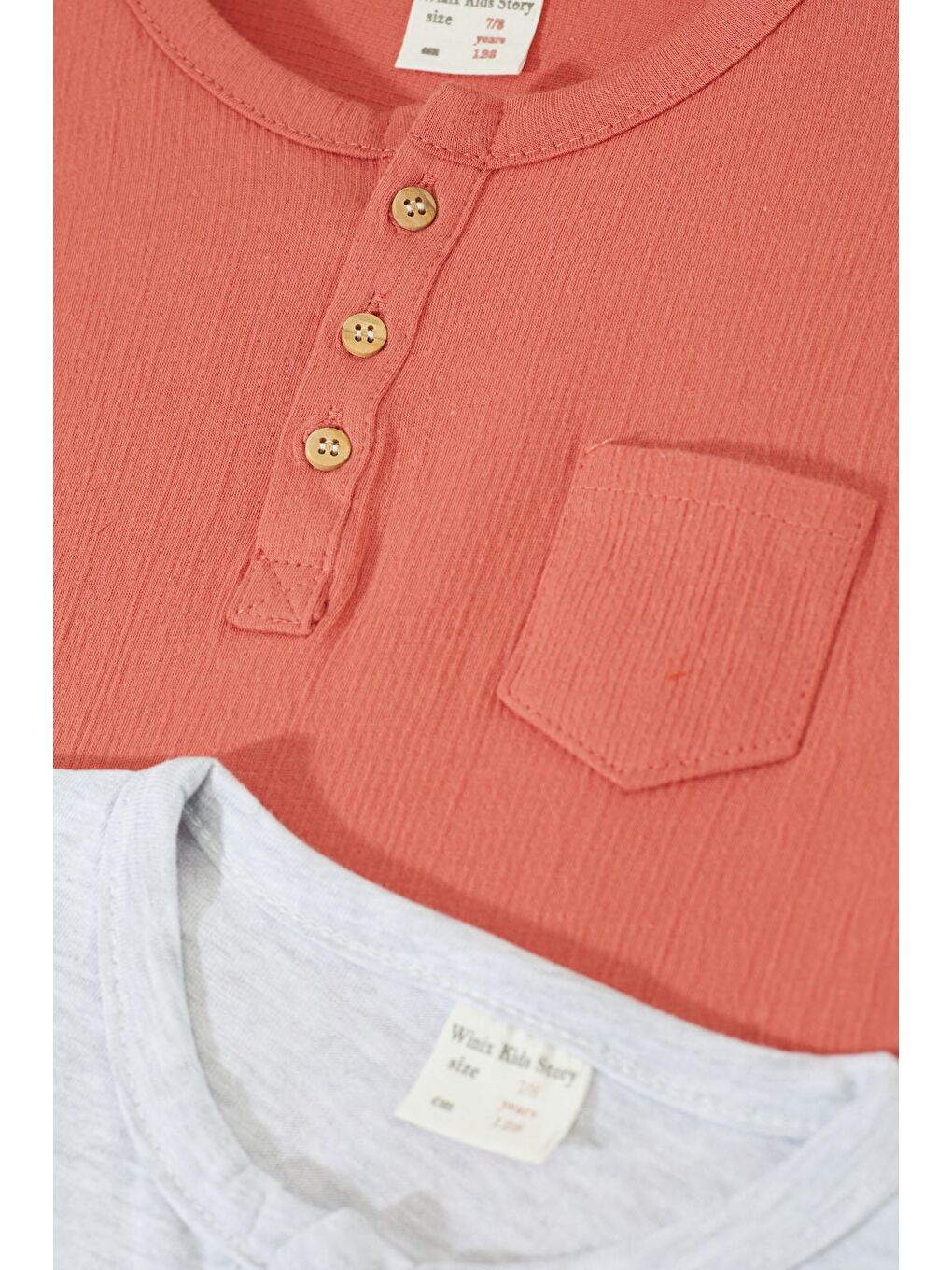 Erkek Çocuk Düğmeli Yaka 2li Sweatshirt Bej-Kiremit 17334-2