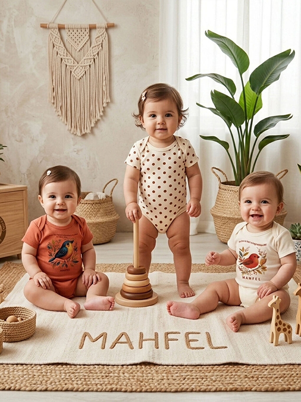 Lila 3'Lü %100 Pamuklu Organik Baskılı Kısa Kollu Çıtçıtlı Bebek Body Zıbın 818-819-1