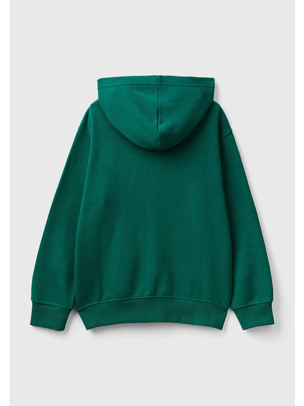 United Colors Of Benetton Koyu Yeşil Erkek Çocuk Çam Yeşili Önü Logo İşlemeli Fermuarlı ve Kapüşonlu Sweatshirt - 1