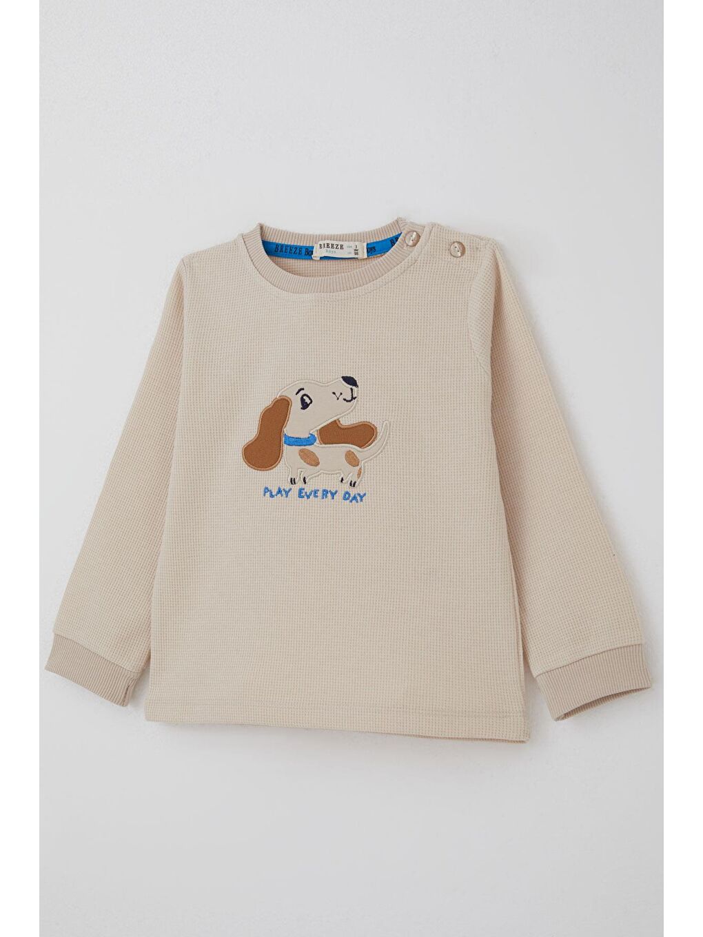 Ekru Erkek Bebek Eşofman Takımı Sevimli Köpekçik Nakışlı Krem (9 Ay-3 Yaş)-5
