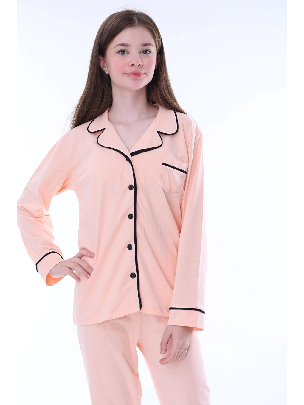 Myhanne Açık Pembe Yakalı Kız Çocuk Pijama Takımı 35203 - 2