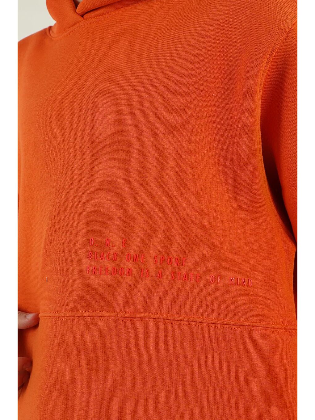 Turuncu Kapüşonlu Kargo Cepli Kalın Erkek Çocuk Eşofman Takımı-3