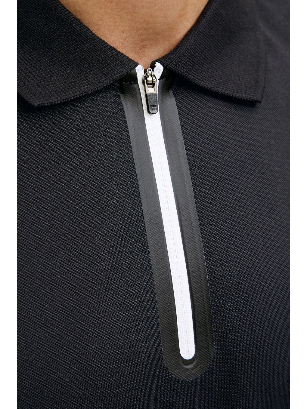 Siyah Core Jcofusion Pamuklu Regular Fit Yarım Fermuarlı Polo Yaka T Shirt 12273127-3