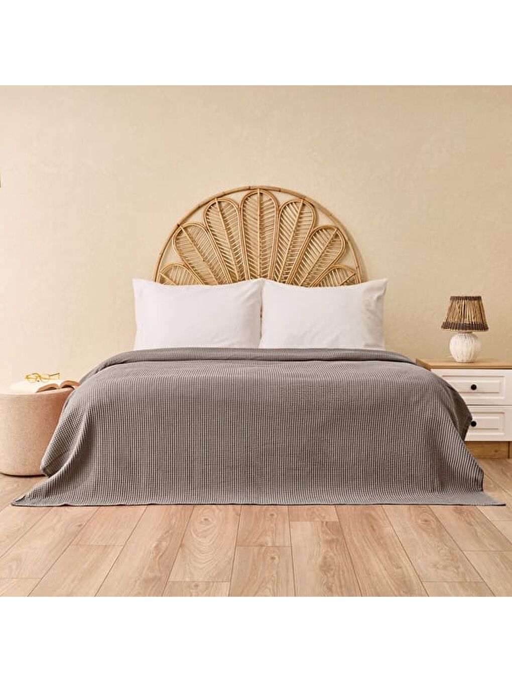 Soft Rete Çift Kişilik Pike - Gri - 200x220 cm