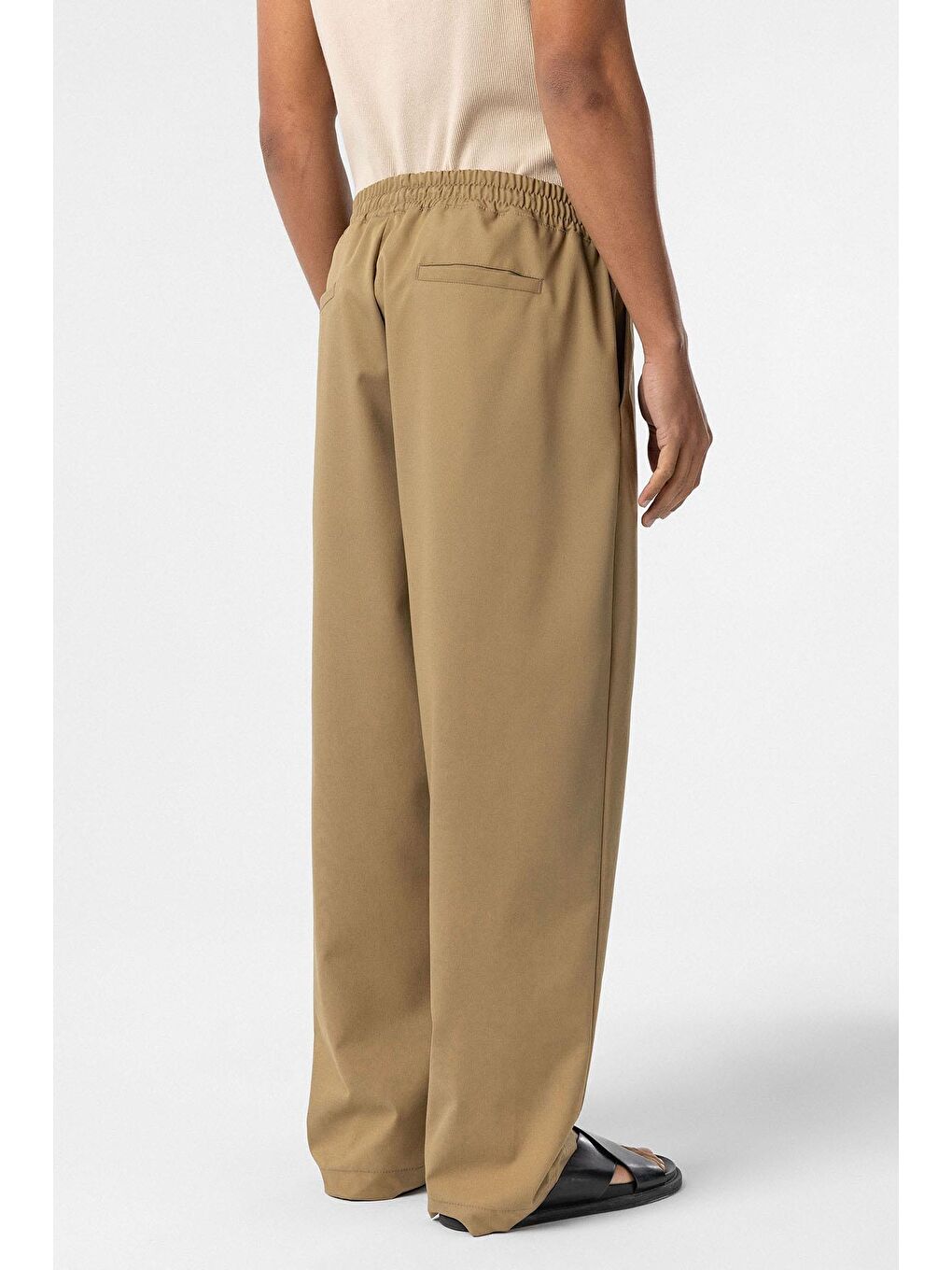 Bel Lastikli Baggy Erkek Pantolon Haki-5