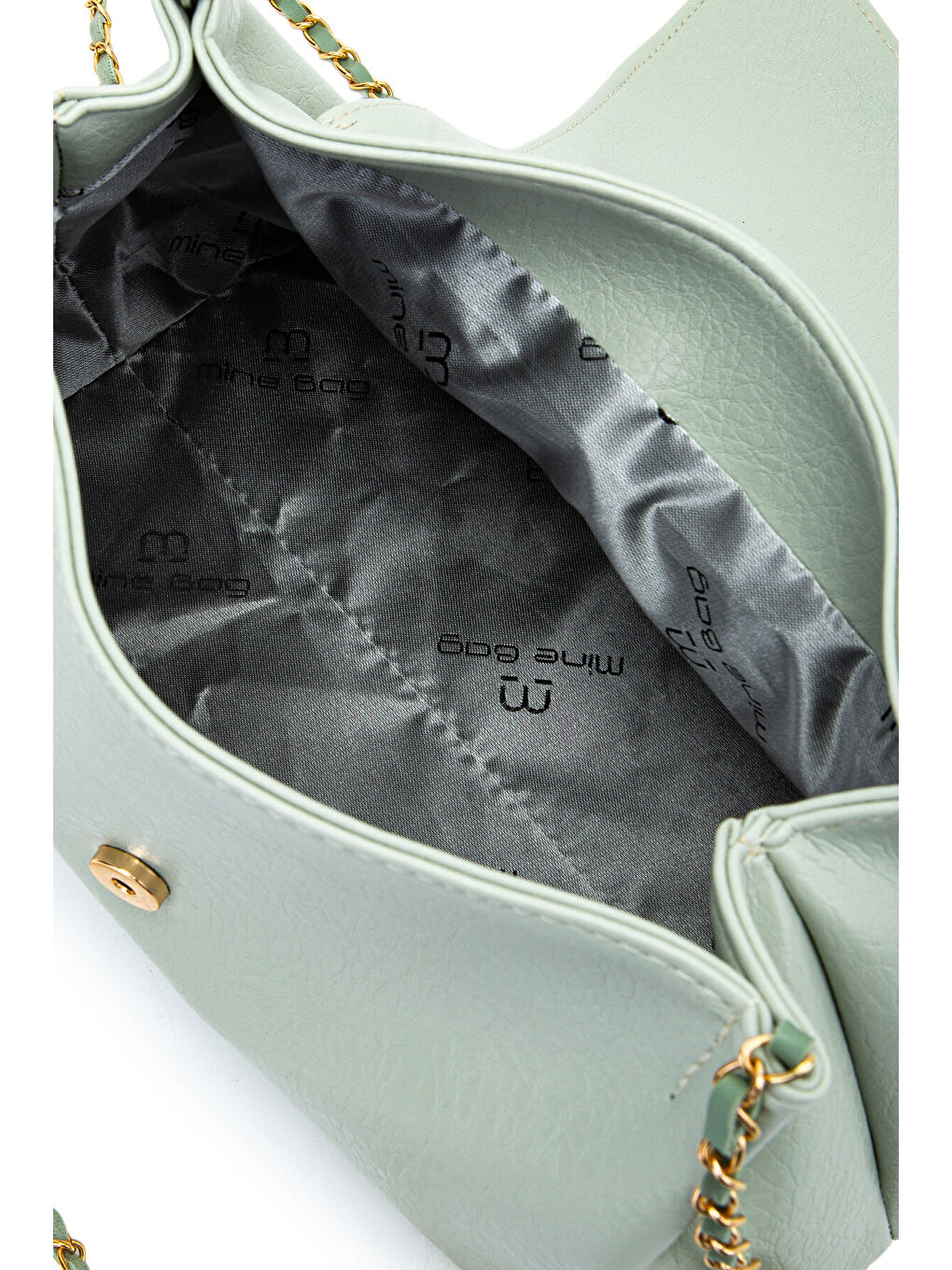 Kapaklı Zarif Tasarım Sarrah Kadın Omuz Çanta Mint Yeşili-3