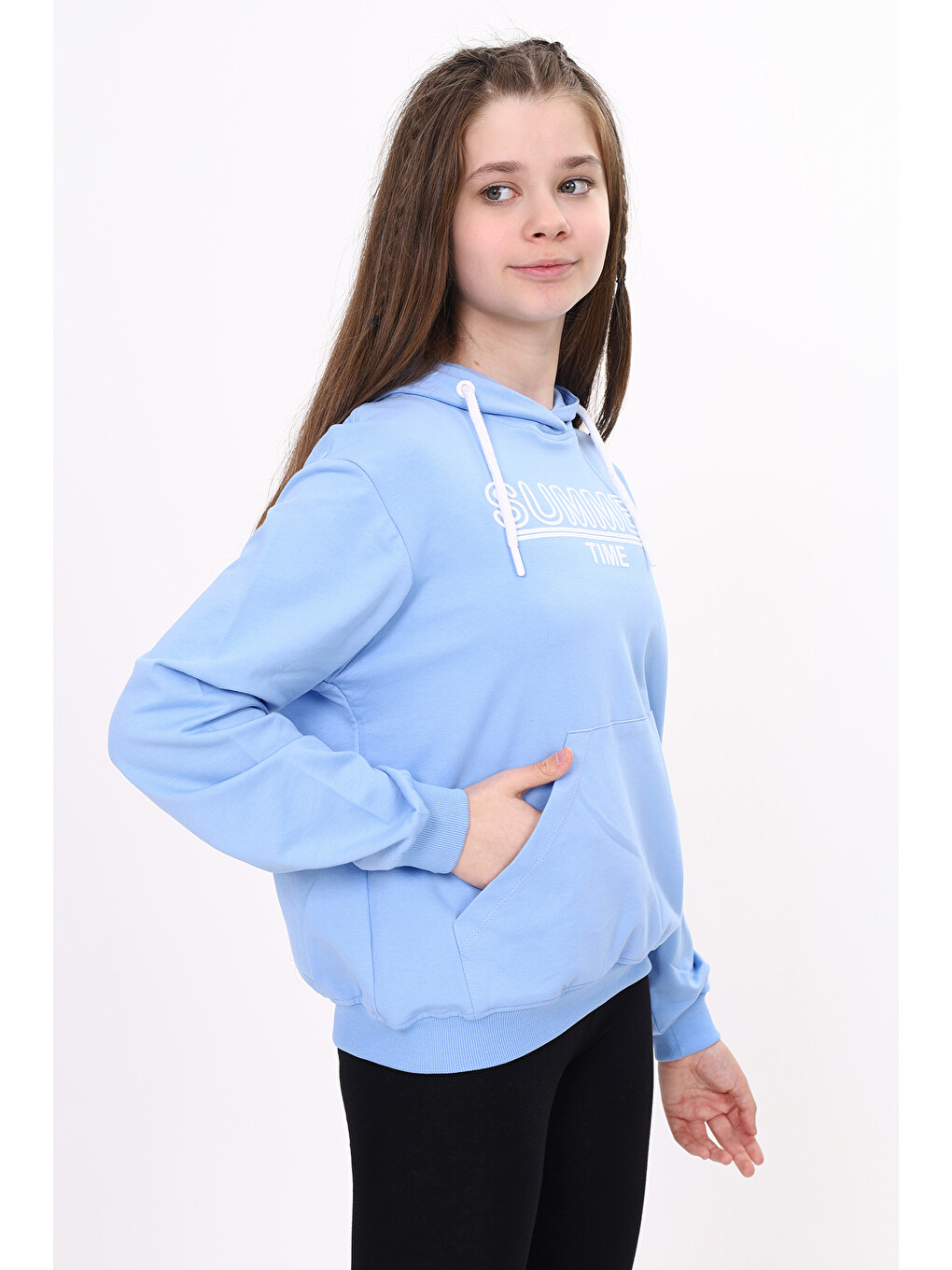 Mavi Kız Çocuk Baskılı Sweatshirt-2