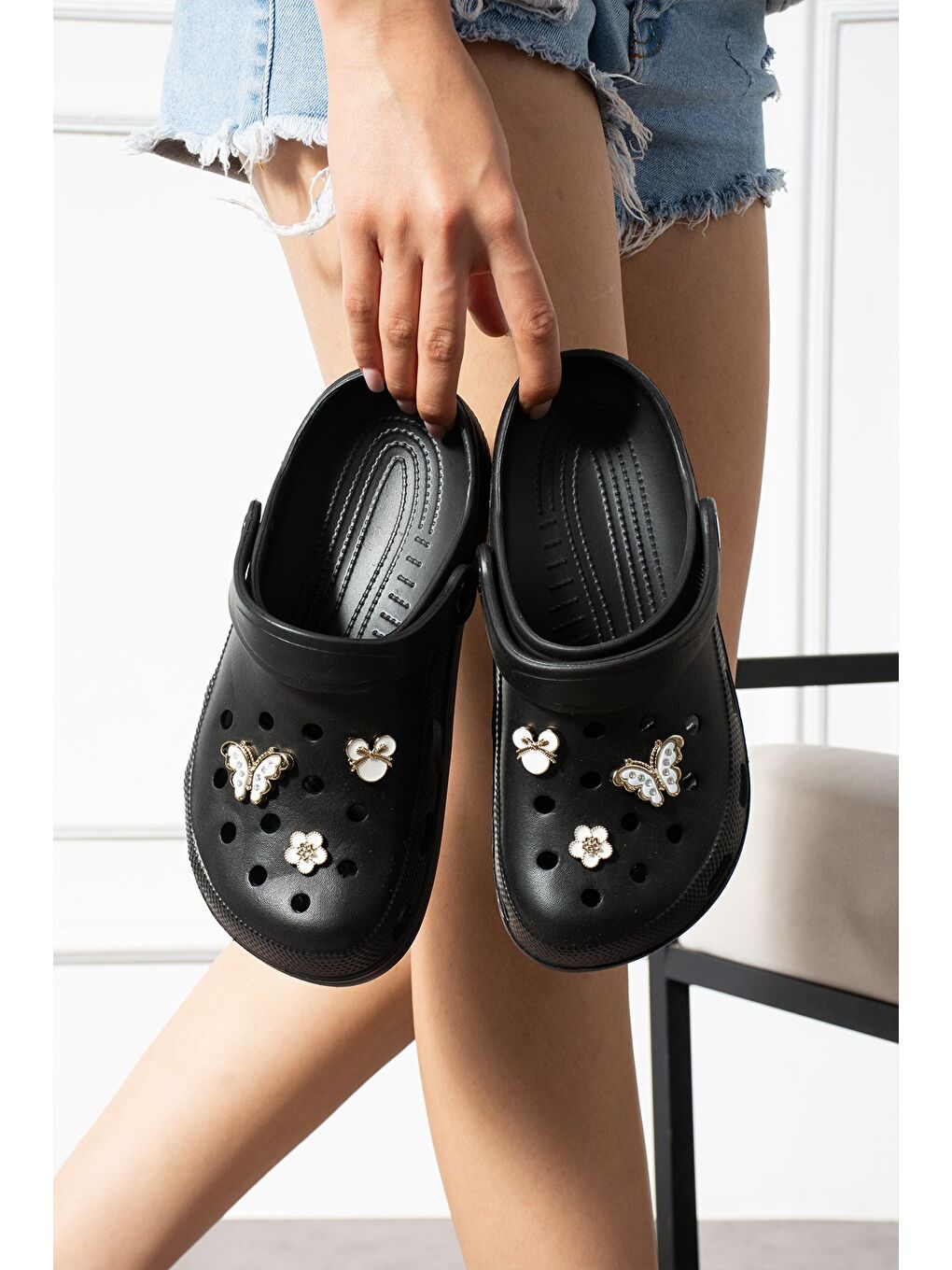 Siyah TWN-606 Kadın Terlik Plaj Deniz Havuz Terliği Hastane Doktot Hemşire Mutfak Bahçe Terliği