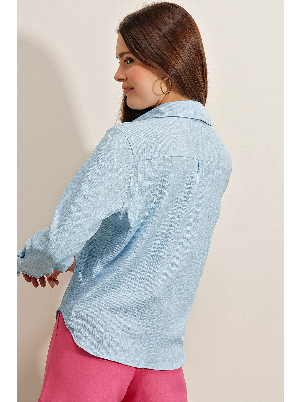 20160 Örme Gömlek - Mavi-3