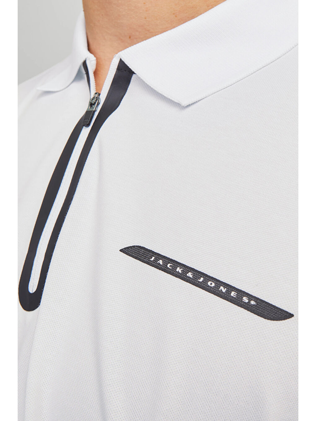 Beyaz Core Jcofusion Pamuklu Regular Fit Yarım Fermuarlı Polo Yaka T Shirt 12273127-3
