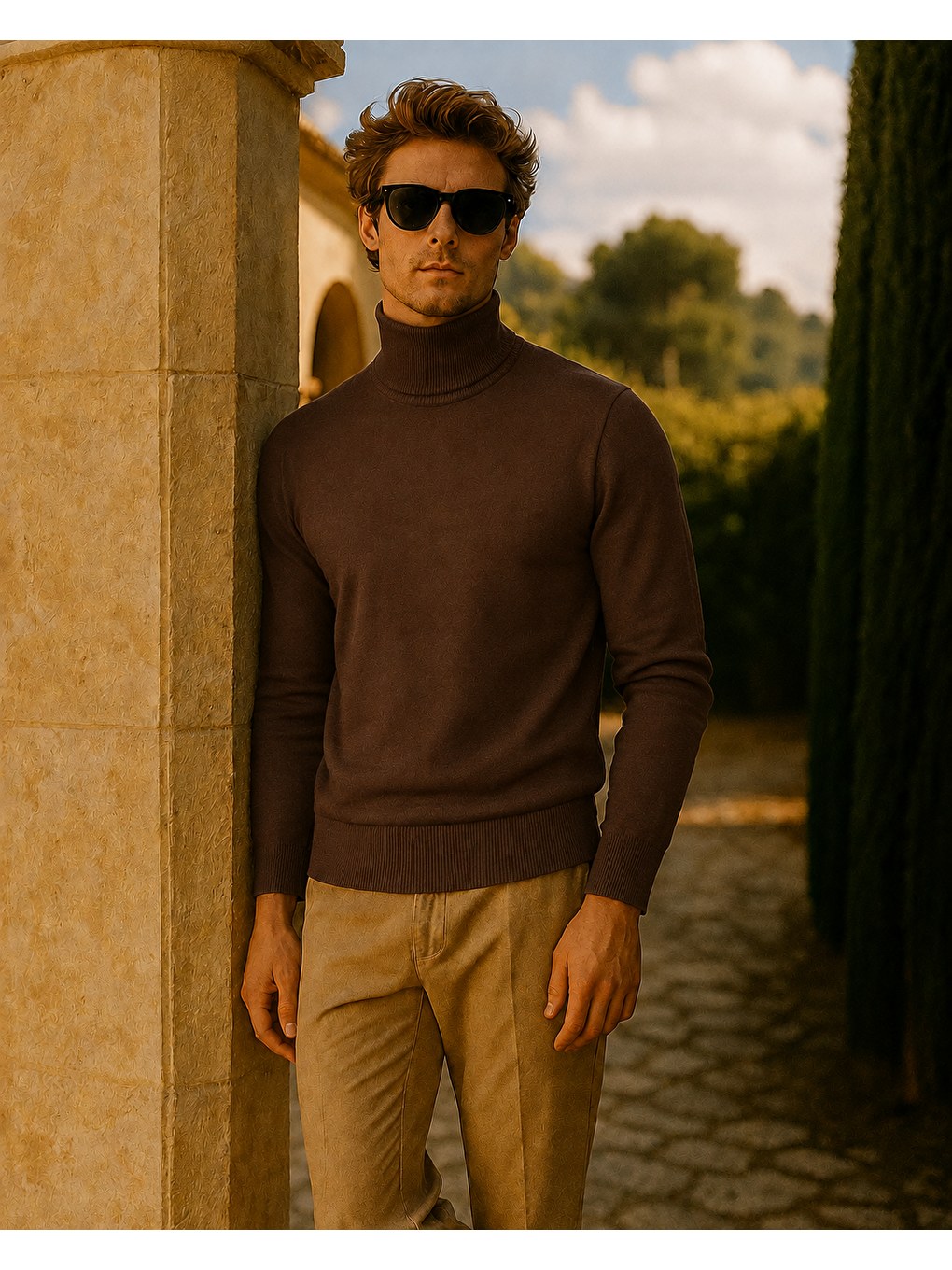 Kahverengi Erkek Kışlık Slim Fit Kahve Kazak-1