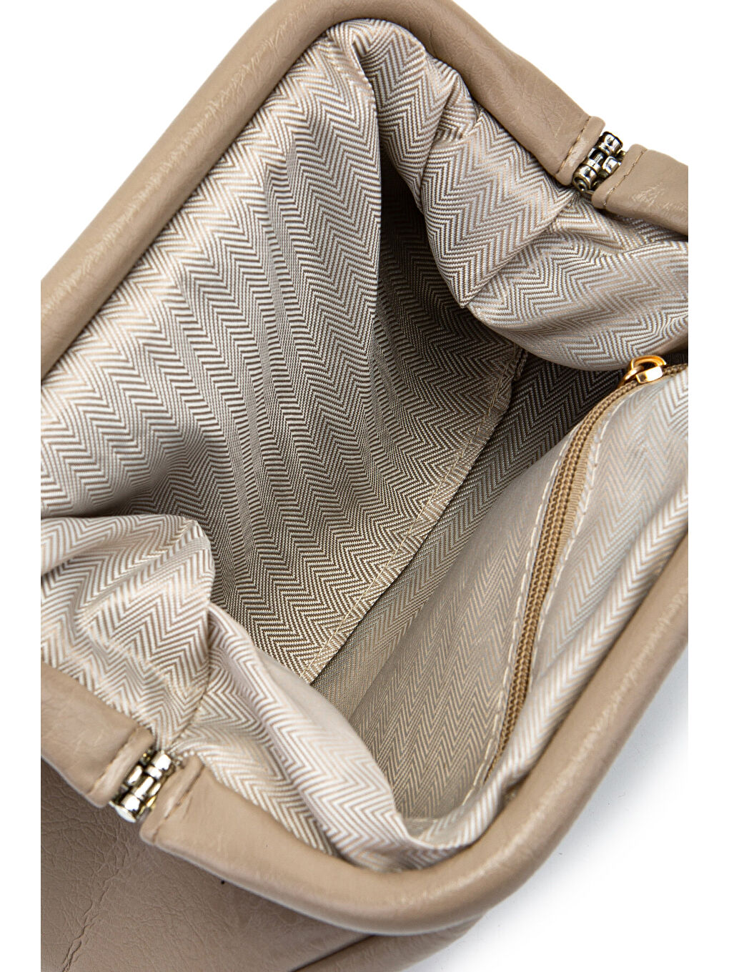 Clutch Form Uzun Askılı Degas Kadın Çapraz Çanta Bej-3