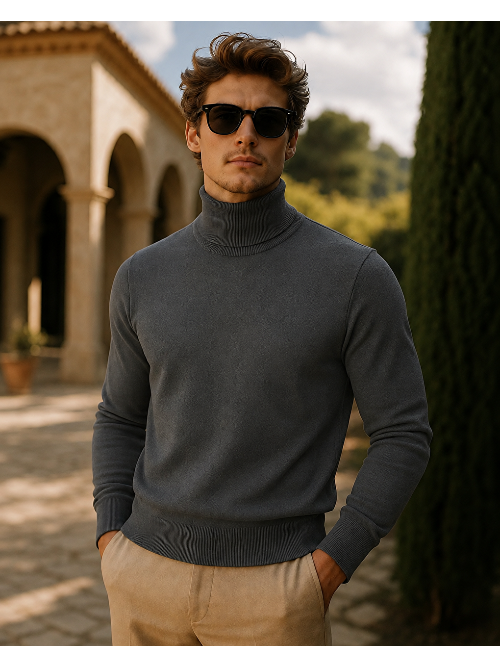 Erkek Kışlık Slim Fit Antrasit Kazak