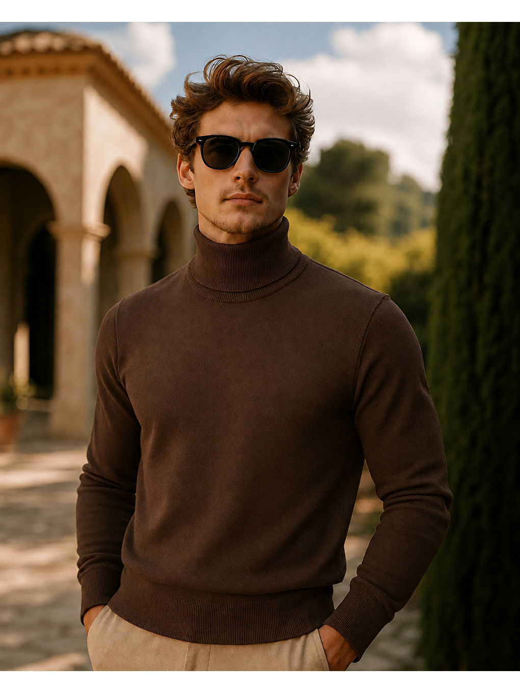Kahverengi Erkek Kışlık Slim Fit Kahve Kazak-4