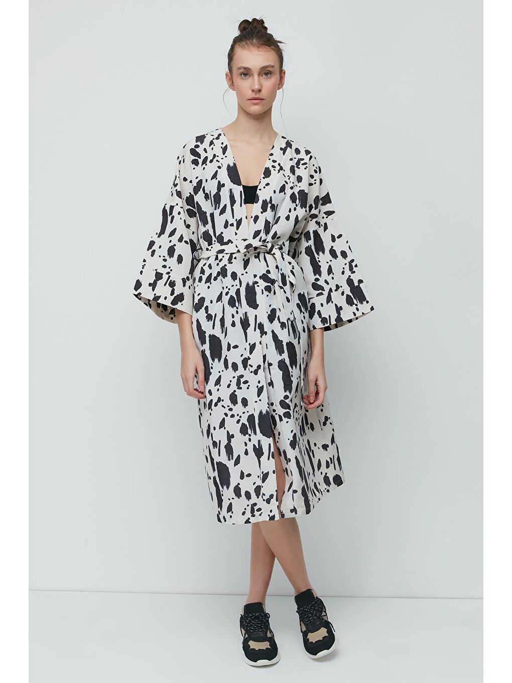 C&City Ekru Şortlu Kimono Takım 9069 Ekru/Dalmaçyalı